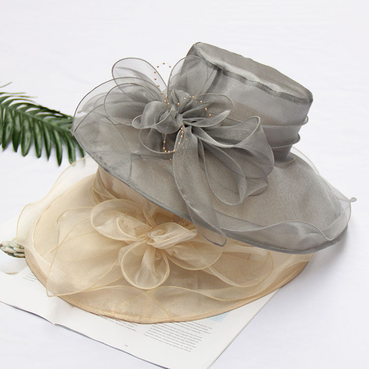 Cool Retro Flower Mesh Sun Hat Organza Sunscreen Women's