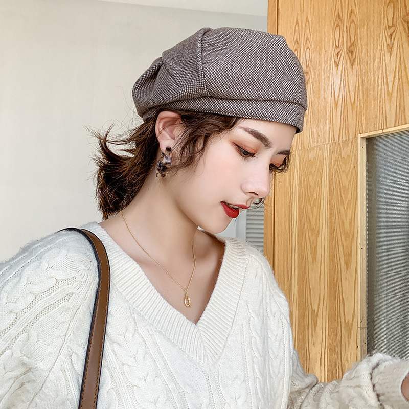Women's Wool Embroidered Sunshade Warm Hat