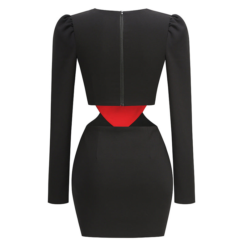 Womens Black And Red Heart-patterned Skirt