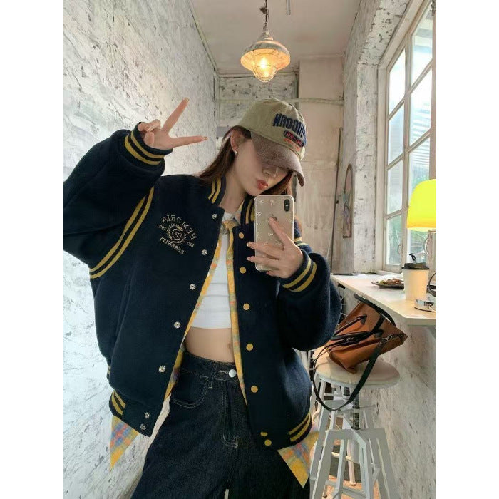 Women's Versatile Padded Baseball Jacket For Women