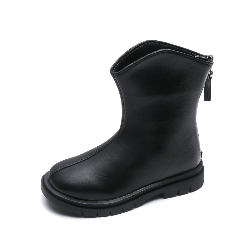 Autumn And Winter Girls Korean Casual Plus Velvet Warm Leather Boots