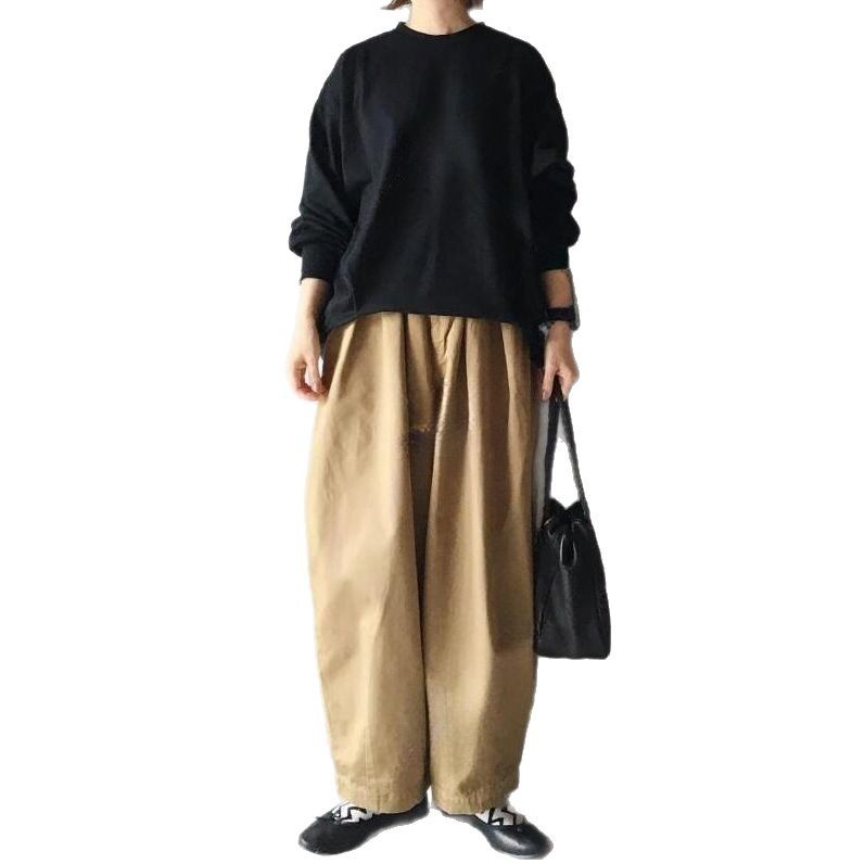 Lantern Sleeve Loose Round Neck Sweater Loose Wide Leg Pants Two-piece Set
