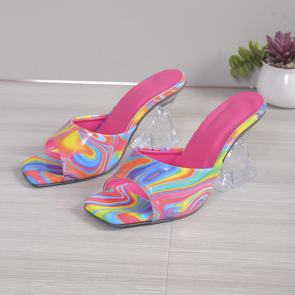 Profiled Heel High Heel Color Fashion Square Toe Large Size Women's High Heels