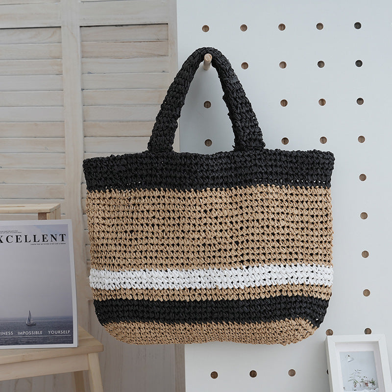 Handwoven Tote Bag With Vertical Stripes