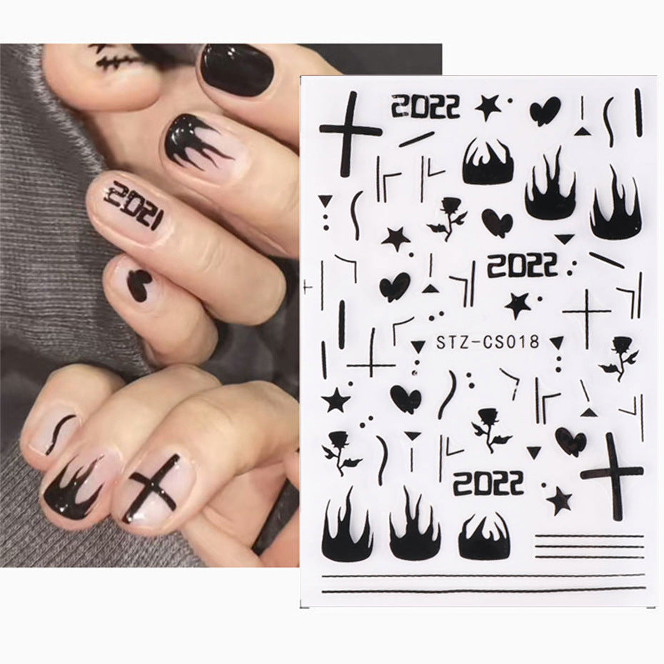 Facebook English Letters Fruit Graffiti Flame 3D Adhesive Stickers