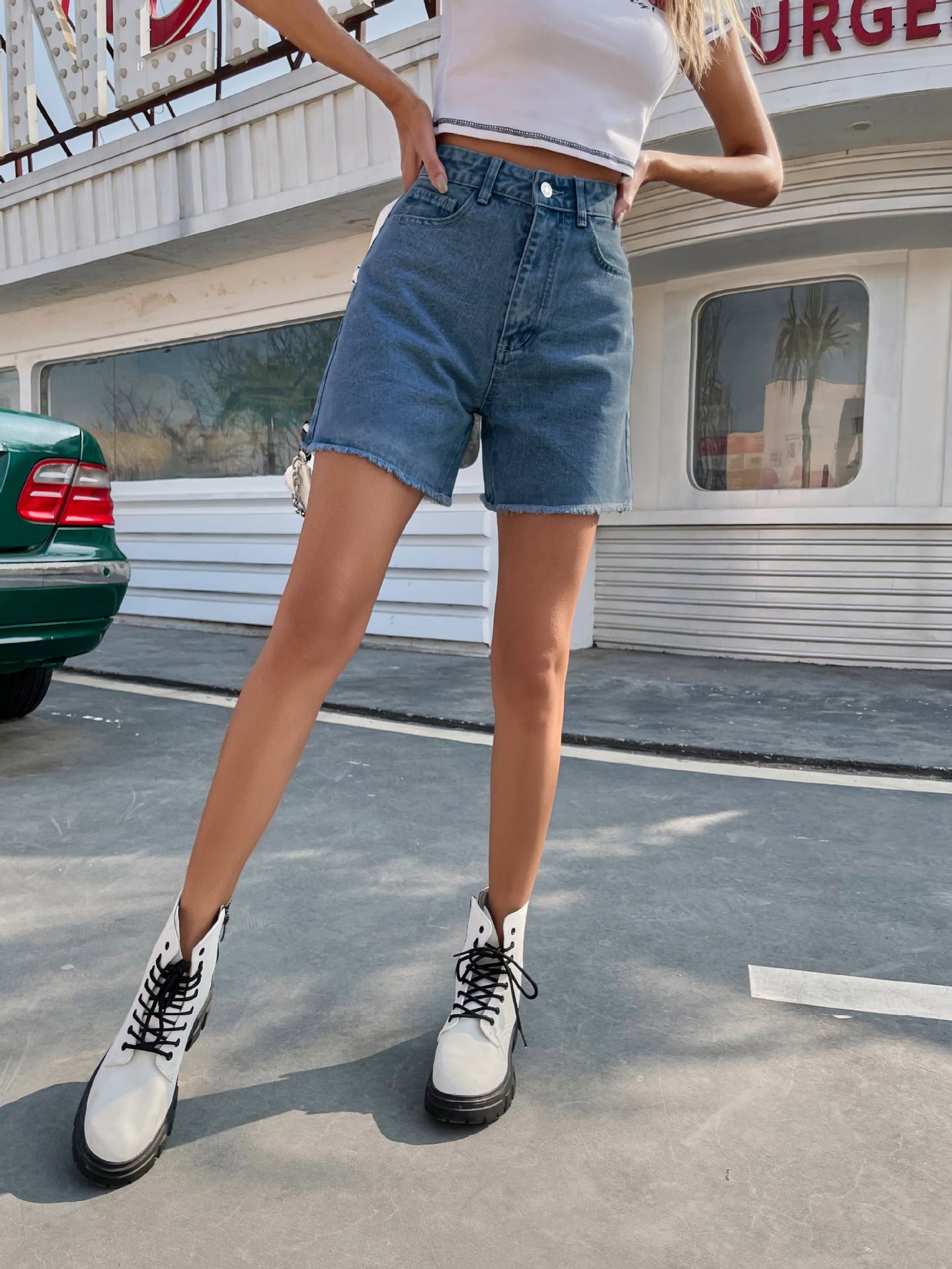Løse afslappede nye denimshorts til kvinder