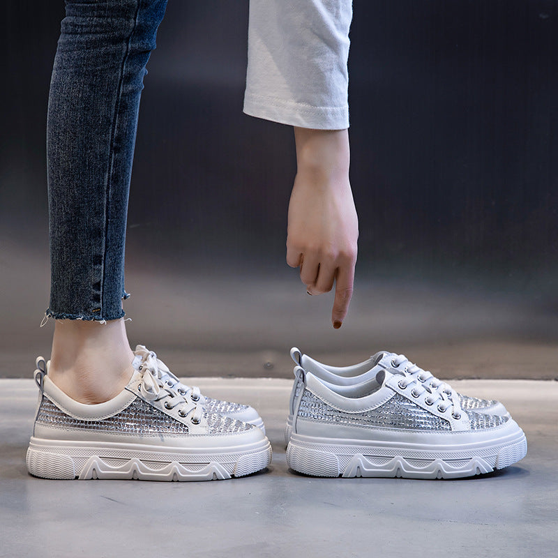 Women's Summer Mesh Breathable White Shoes Flat Casual Sneakers