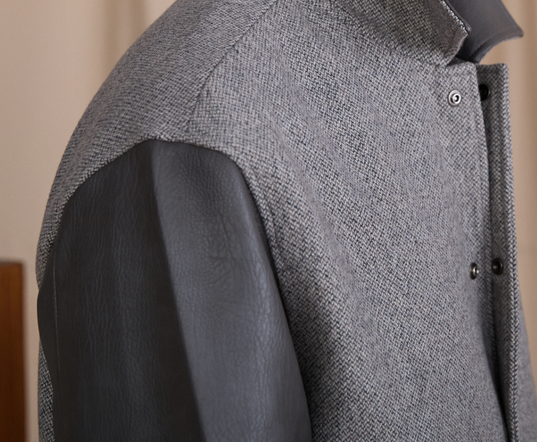 Fashionable Formal Jacket With A Lapel And Patchwork Design Offering Warmth
