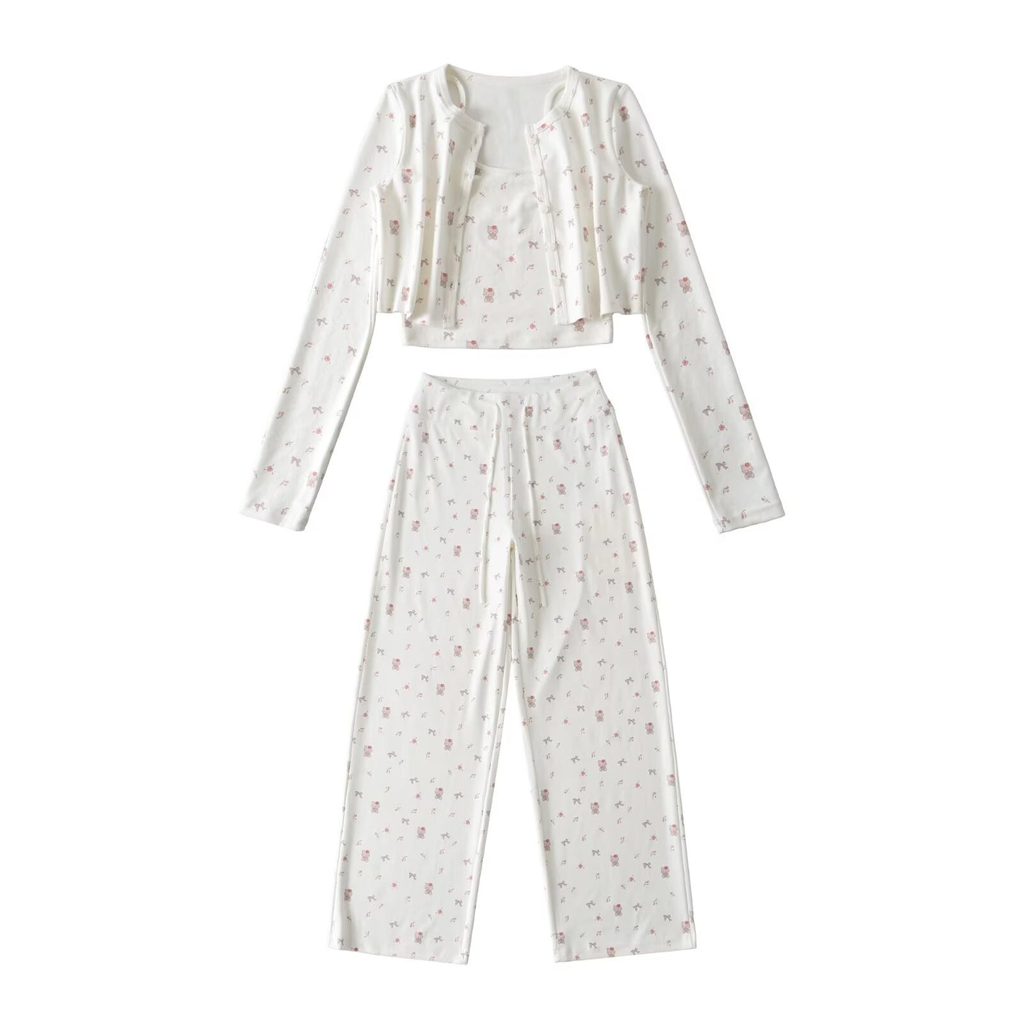 Arrival Floral Velvet Relaxed Cami Shirt And Floor-Length Pants Set