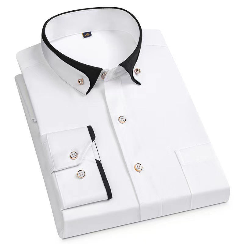 Men's Business Shirt Long Sleeve Non-ironing Four Sides