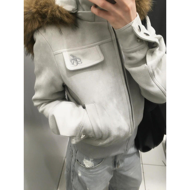 Women's Slim-fit Short Fur Collar Shoulder Jacket