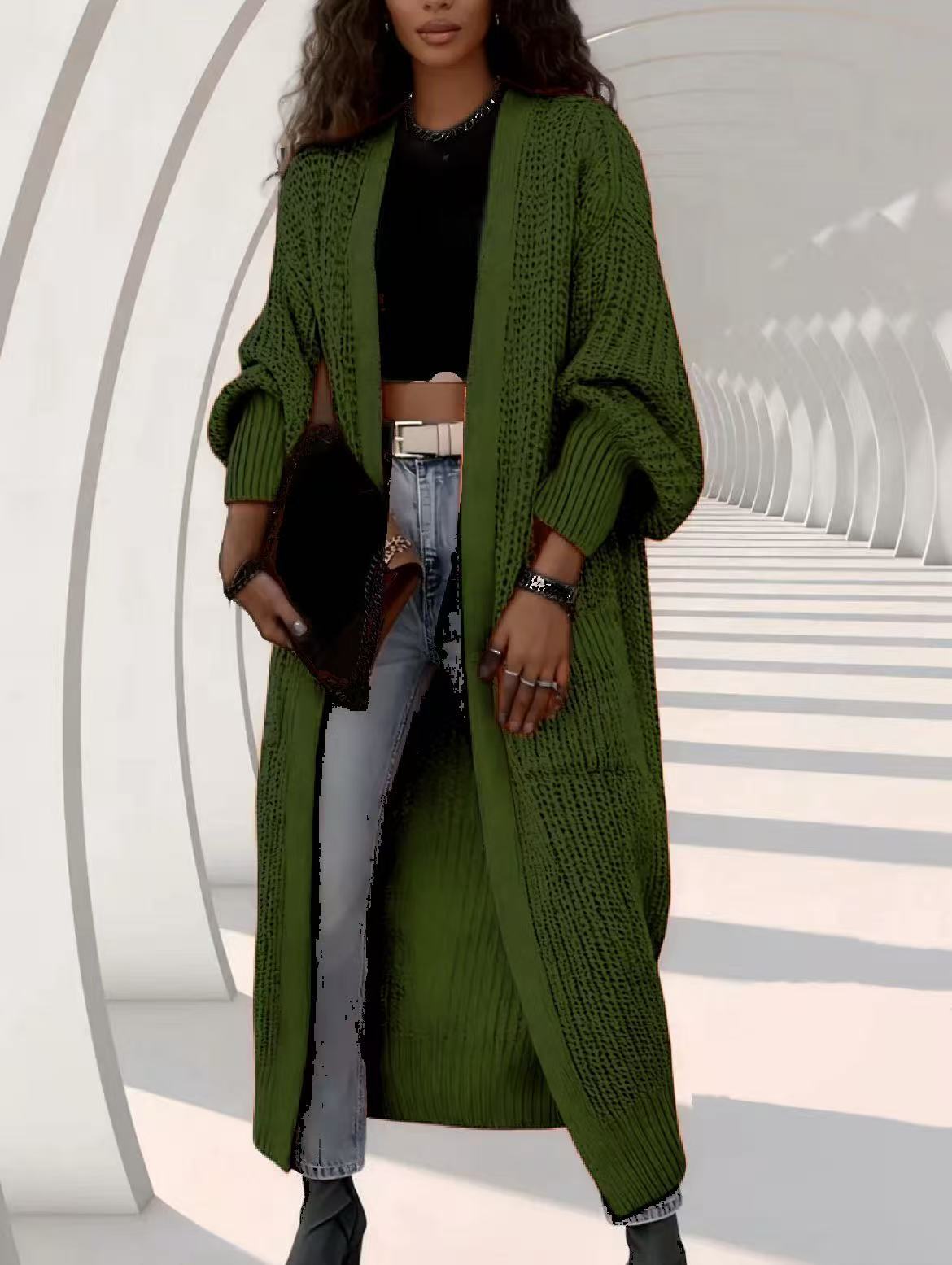 Simple Relaxed Fit Knee Length Long Sleeve Womens Coat