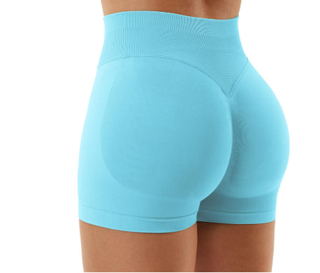 Højtaljede yogashorts Tætsiddende hofte-løftende sømløse hurtigtørrende bukser til sportsfitness