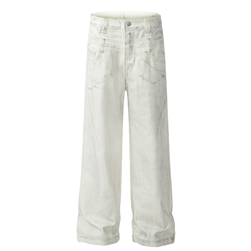 White Dirty Pants Mopping Suit Pants