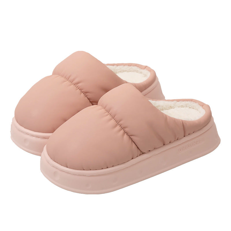 Home Non-slip Warm Plush Latex Waterproof Cotton Slippers