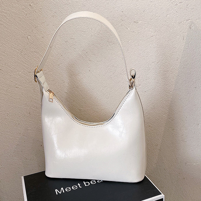 Fashion Women's Oil Wax PU Underarm Shoulder Bag