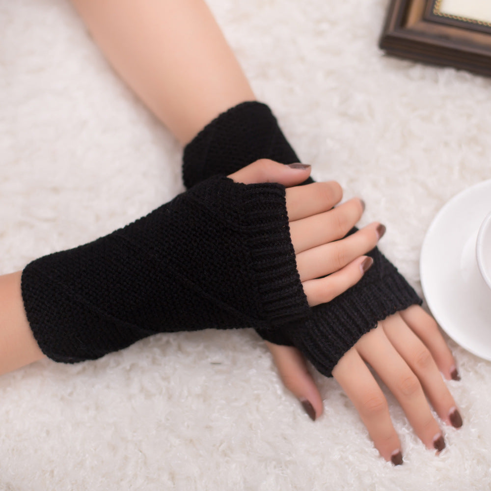 Colorful Warm Half Fingerless Gloves Knit