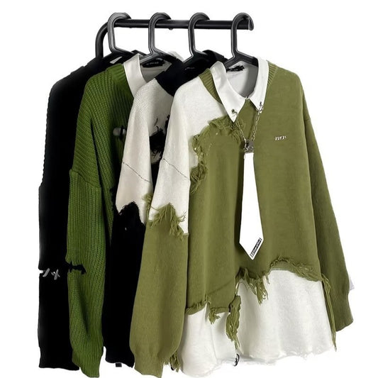 Fashion Retro Tassel Irregular Sweater Men