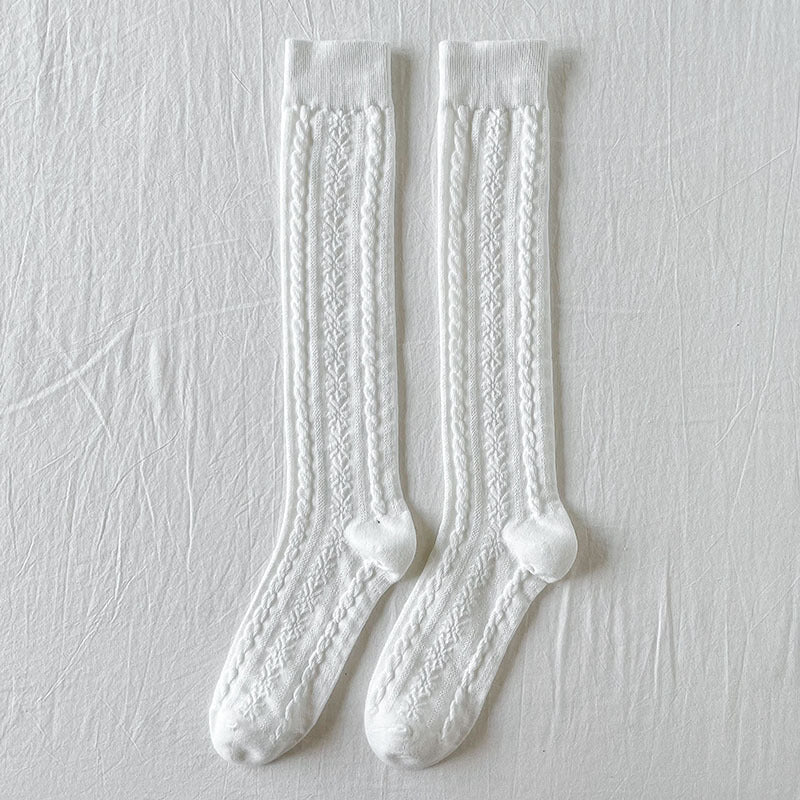 Calf Socks Diamond Grid Vertical Strip Net Stockings Hollow Retro Lolita Spring And Summer Thin Long Tube