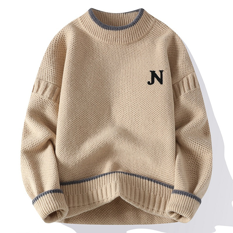 Autumn And Winter Youth Sweater Men's Thickened Round Neck Multicolor Base Knitting Cotton Jersey