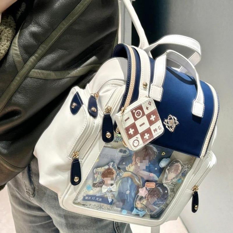 Japanese Style Transparent Color Backpack Universal College Style Soft Girl