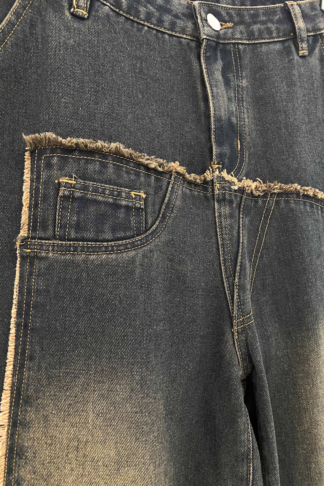 Loose Wash Edging Loose Denim Trousers