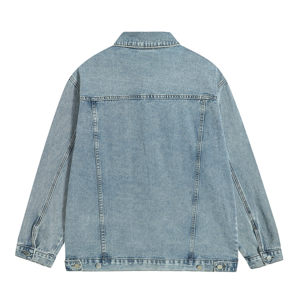 Hip Hop High Street English Letters Patterned Denim Jacket