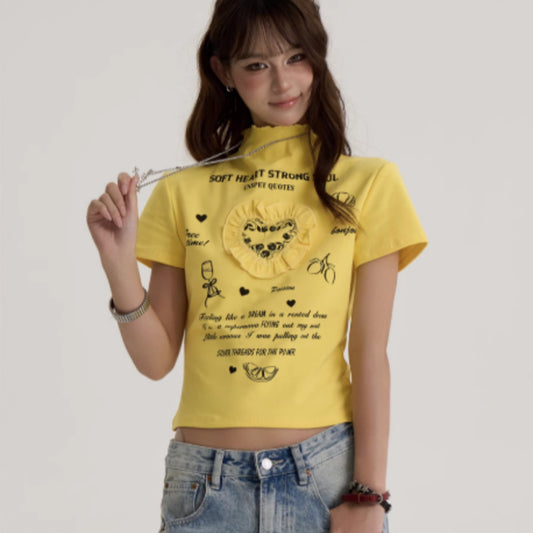 Heart Printing Ins Summer Personalized Minority Loose Women's Short Sleeve