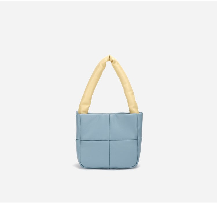 Small Cute Down Handbag Soft Leather Rhomboid