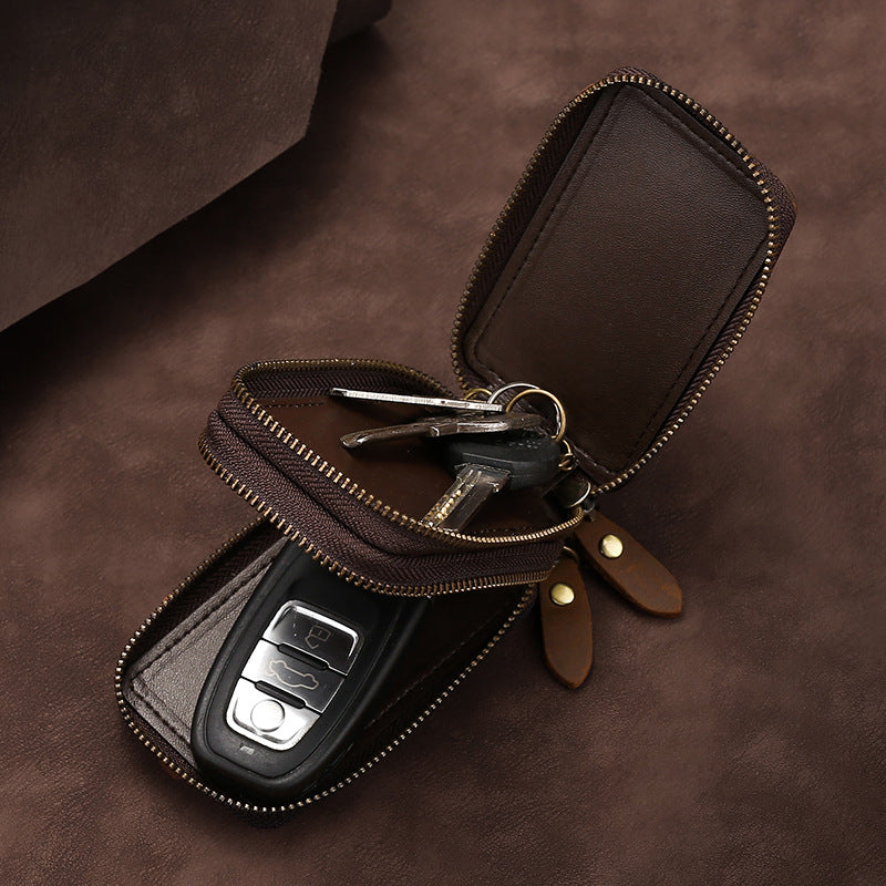 Crazy Horse Zippered Car Key Holder