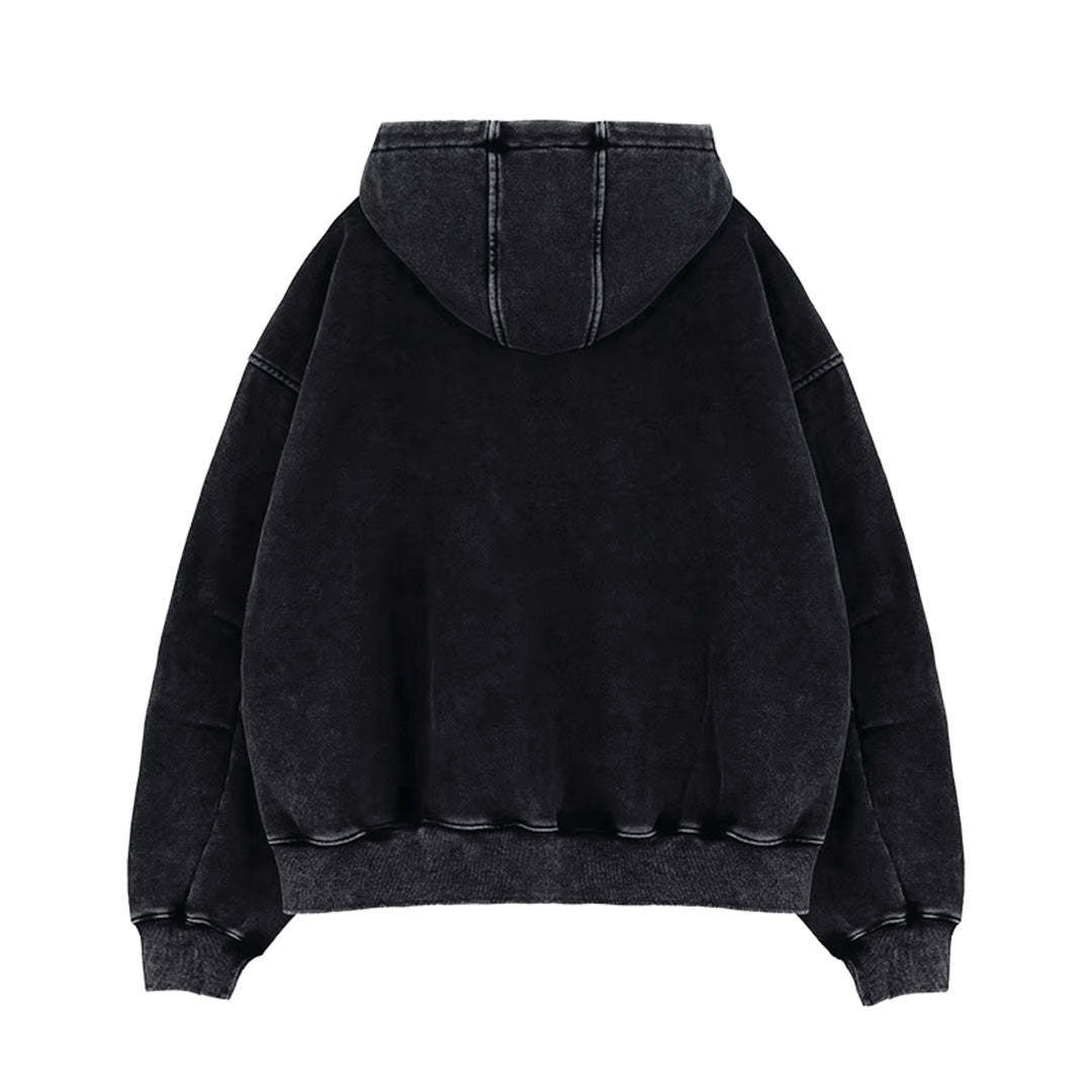 American-style Vintage Washed-and-distressed Cardigan Zip-up Hoodie