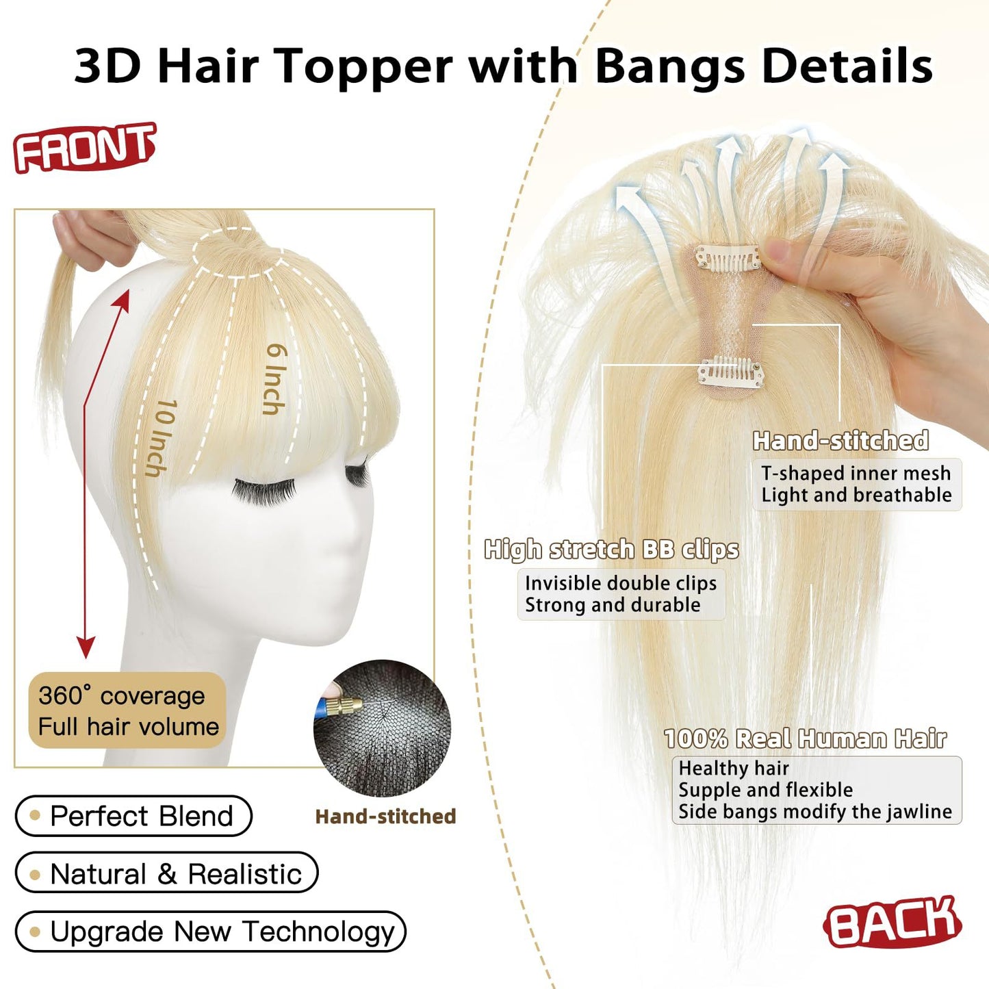 3D Wig Set Bangs Hand-woven Elegant