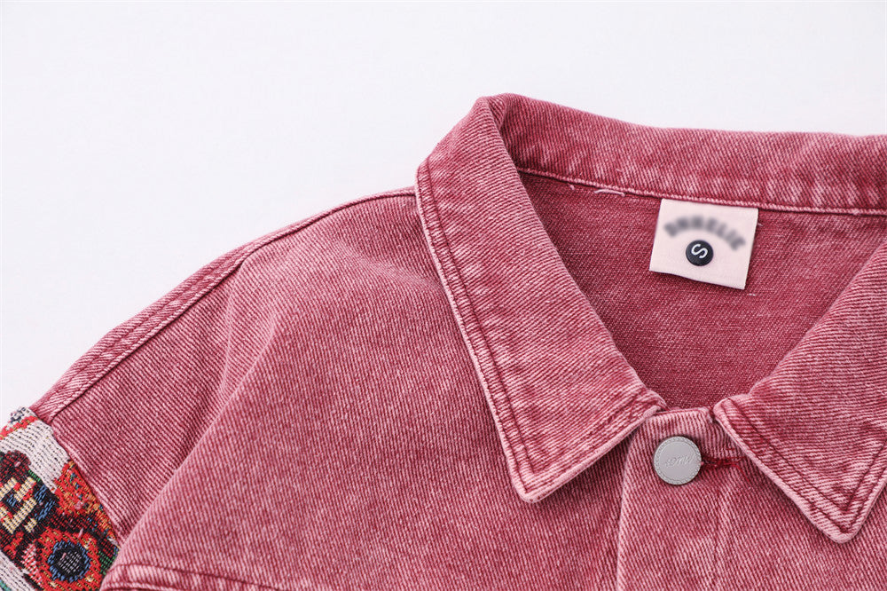 Heavy Industry Washed And Worn Stitching Edging Denim Jacket