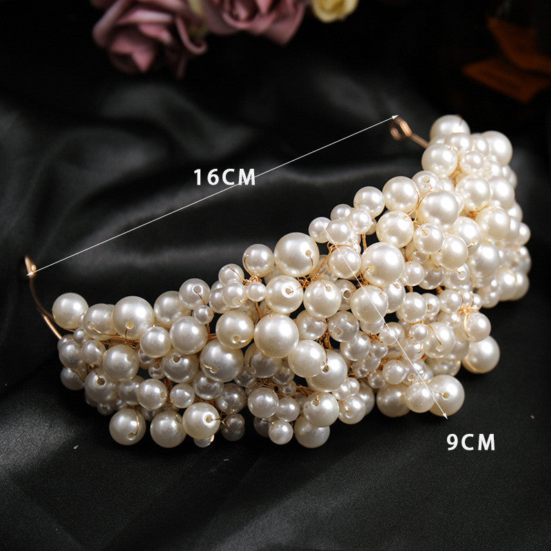 Pearl Crown Headwear Handcrafted Retro Curly Hair Styling Accessories