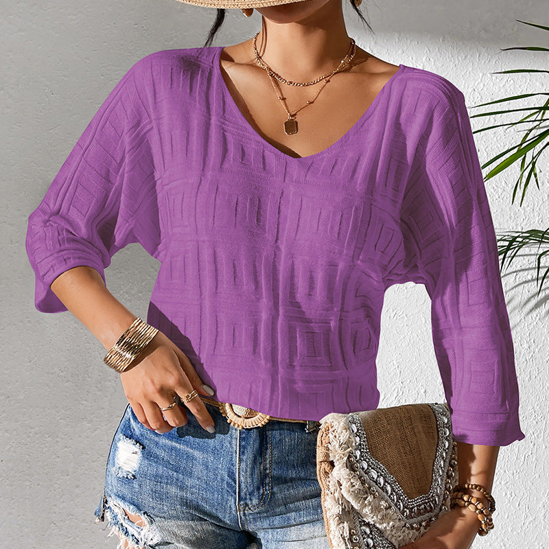 Solid Color Sweater Simple Loose Casual Top