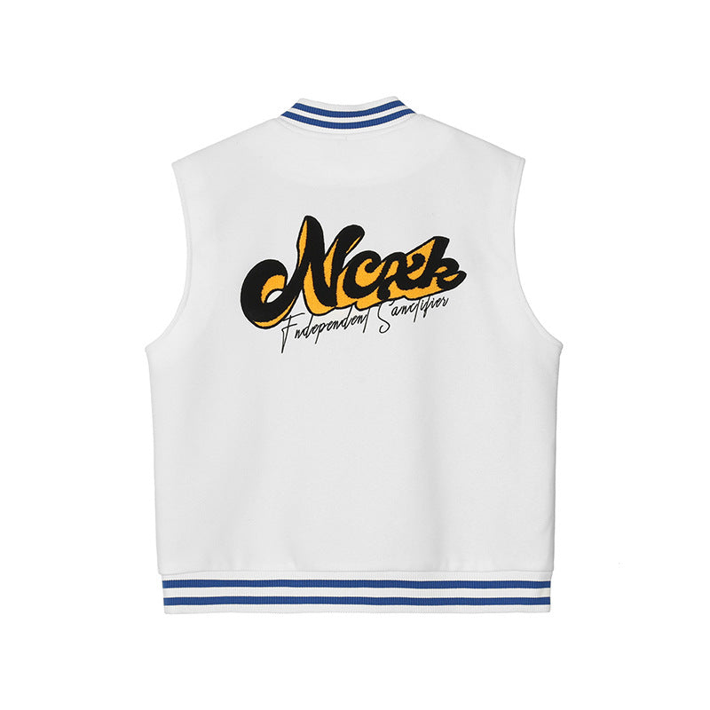 Men's And Women's All-match Embroidered Vest American Couple Jacket