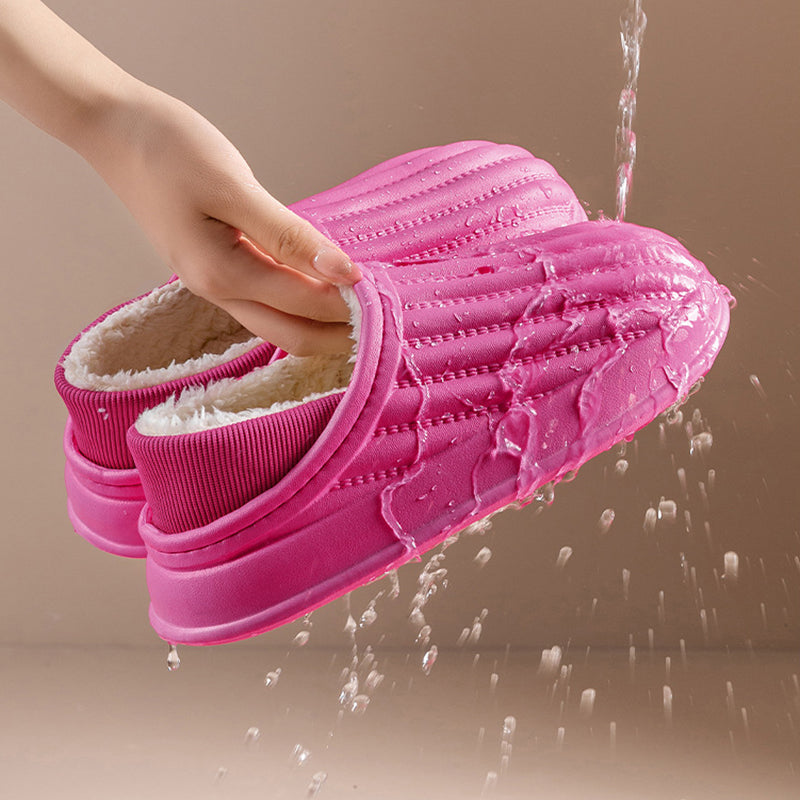 Fashion Thickened Couple Slippers Women's Winter Shoes Home Warm Plush Confinement Shoes