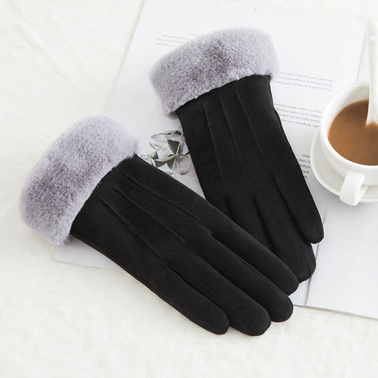 Thermal Gloves N915 Women's Winter Suede Double-layer Velvet Thickened