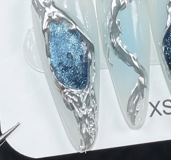 Hand-worn Armor Ocean Blue Cat Eye Liquid Mid-length
