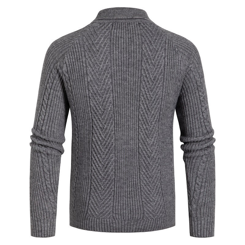 Europe And America Thickened Zipper Lapel Sweater