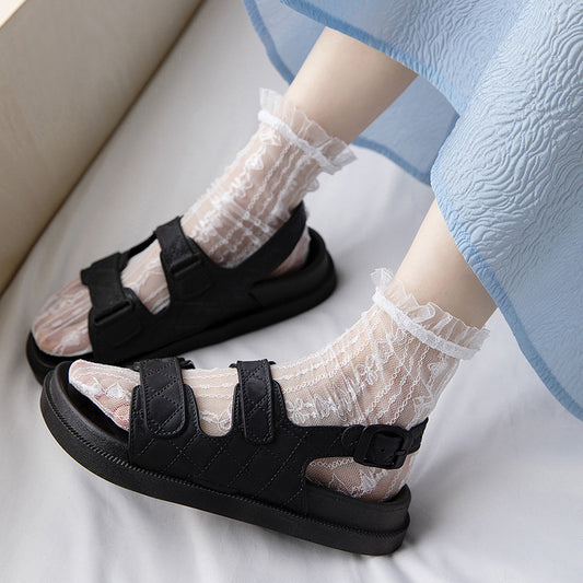 Vintage Mesh Lace Japanese Style Lace Long Socks