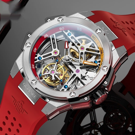 Flywheel Mechanical Mens Watch Silicone Waterproof Mens