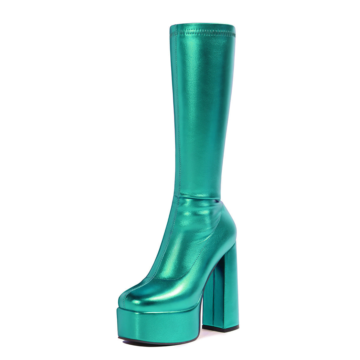 Sexy Womens Stretch Boots With A High Platform And Heel