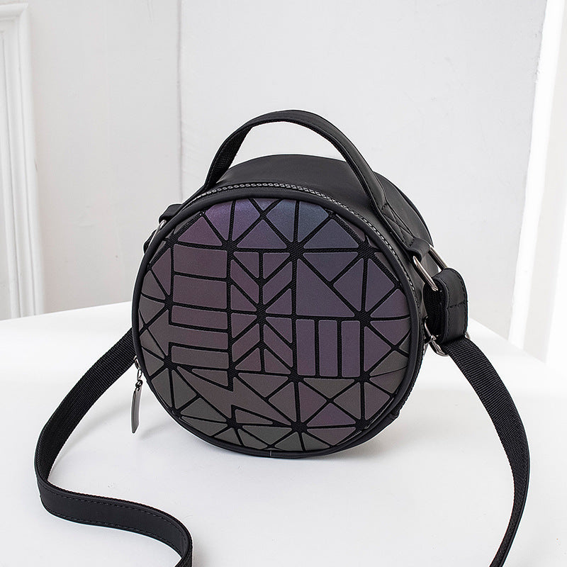 Korean Style Rhombus Luminous Bag Ladies New Round Crossbody Bag Small Round Bag