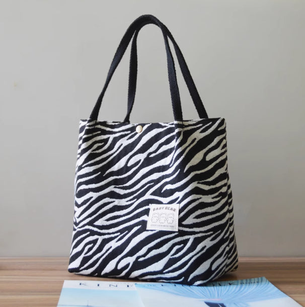 Large Capacity Minimalist Printed Canvas Tote Bag