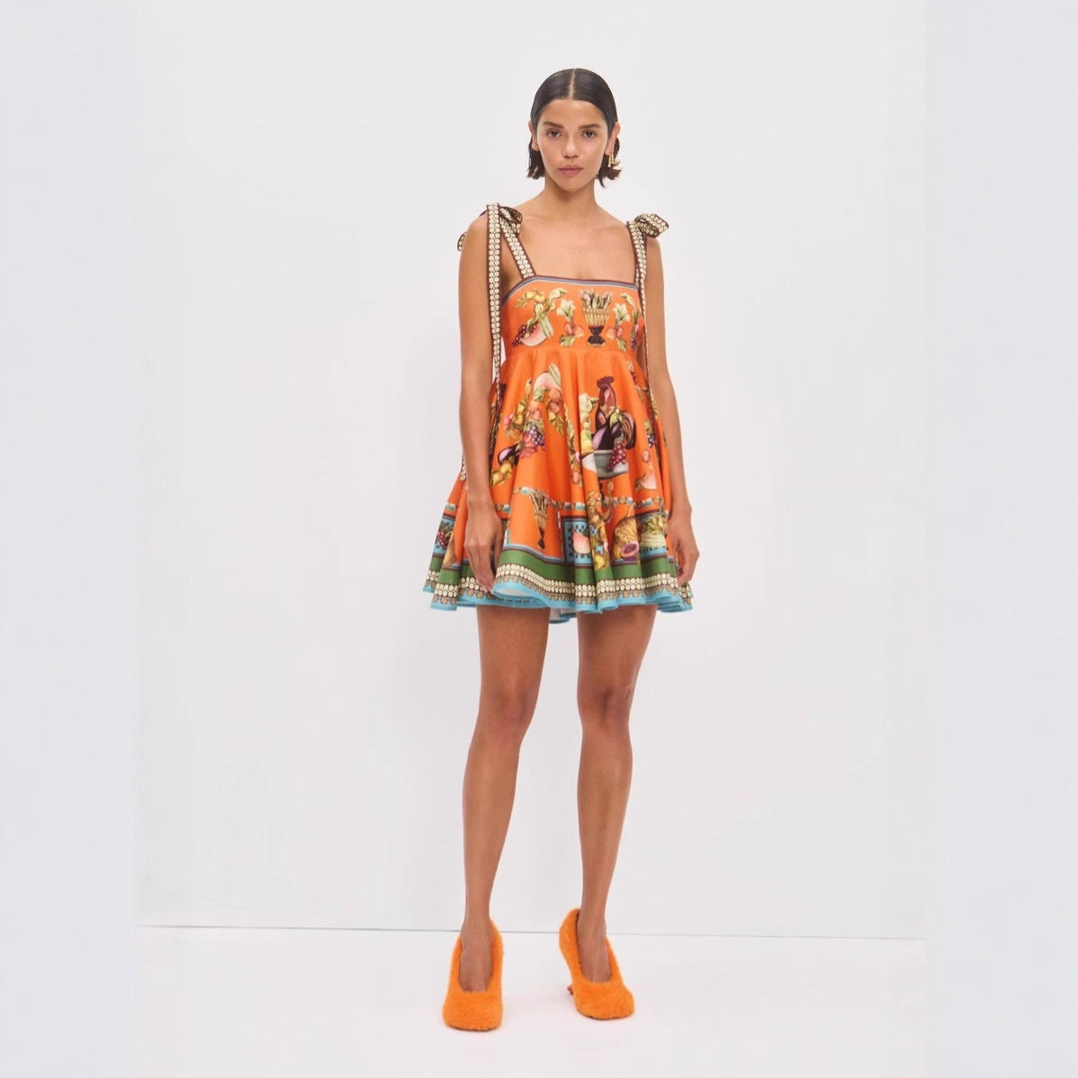 Elegant Linen Ruched Lace Up Dress