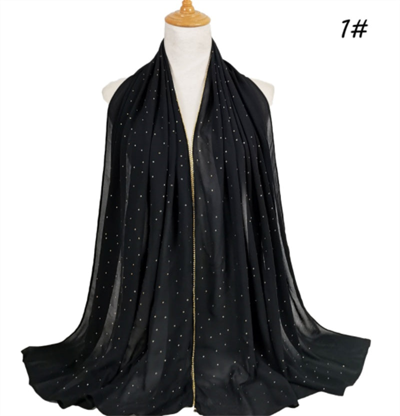 Summer Chiffon 70X180cm Pearl Beaded Scarf