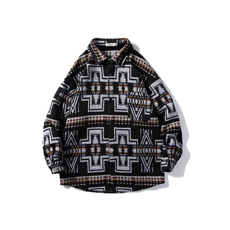 Hong Kong Style Poster Wall Loose Woolen Coat Plus Size Men