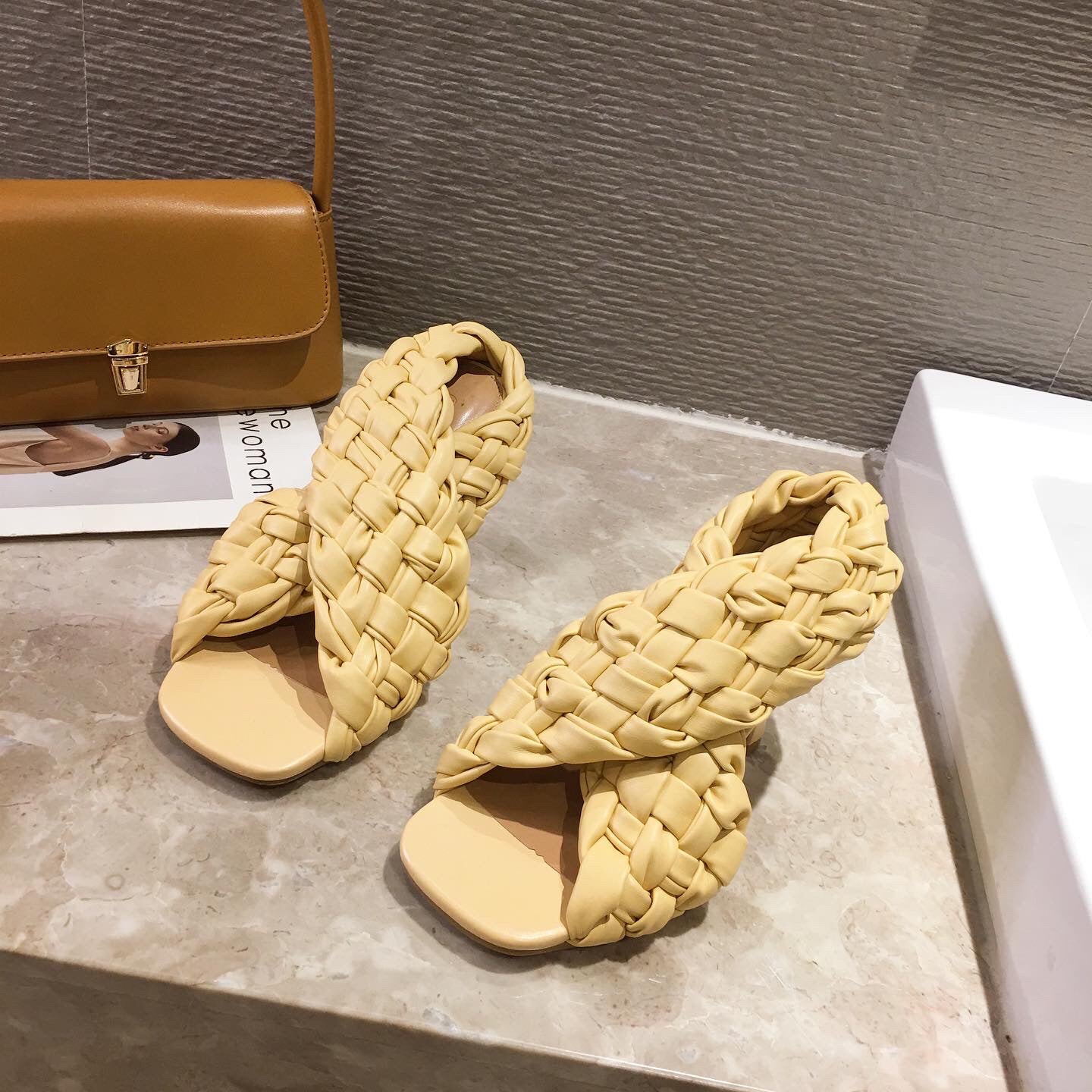 European And American New Style Foreign Trade Woven Stiletto Sandals