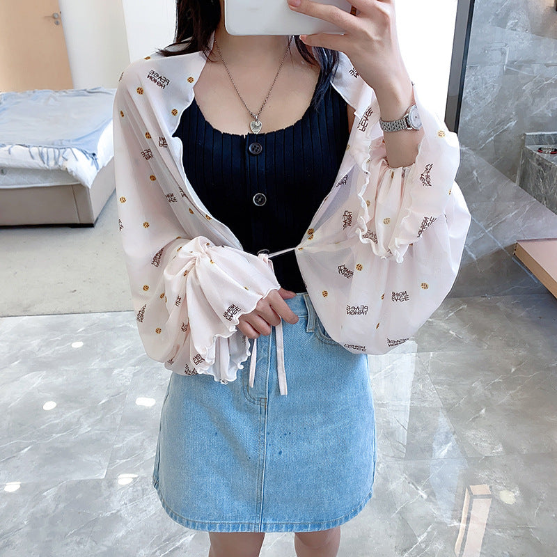 Sun Protection Clothing With Silk Scarf Women's Sun Protection Sleeves